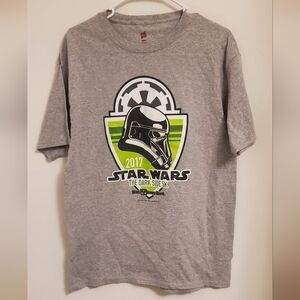 Disney Parks 2017 Star Wars The Dark Side 5K Gray T-Shirt Size Large